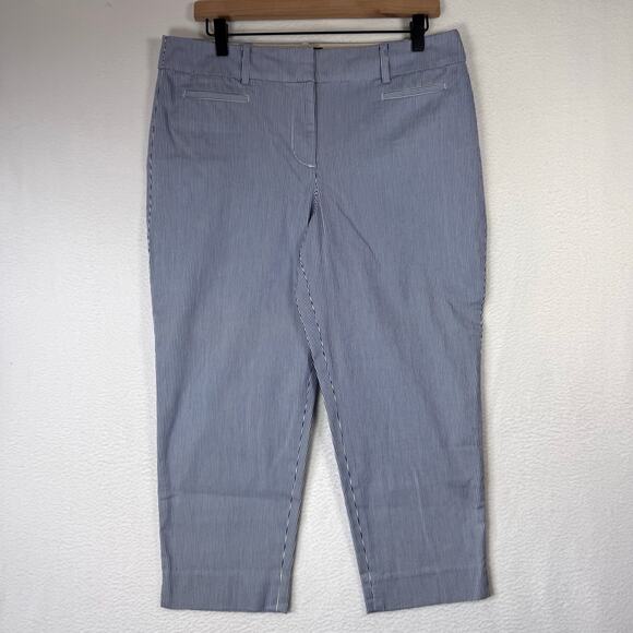 Talbots Womens The Perfect Crop Pants Blue Pinstripe Cotton Blend Petite 10P - Picture 1 of 10